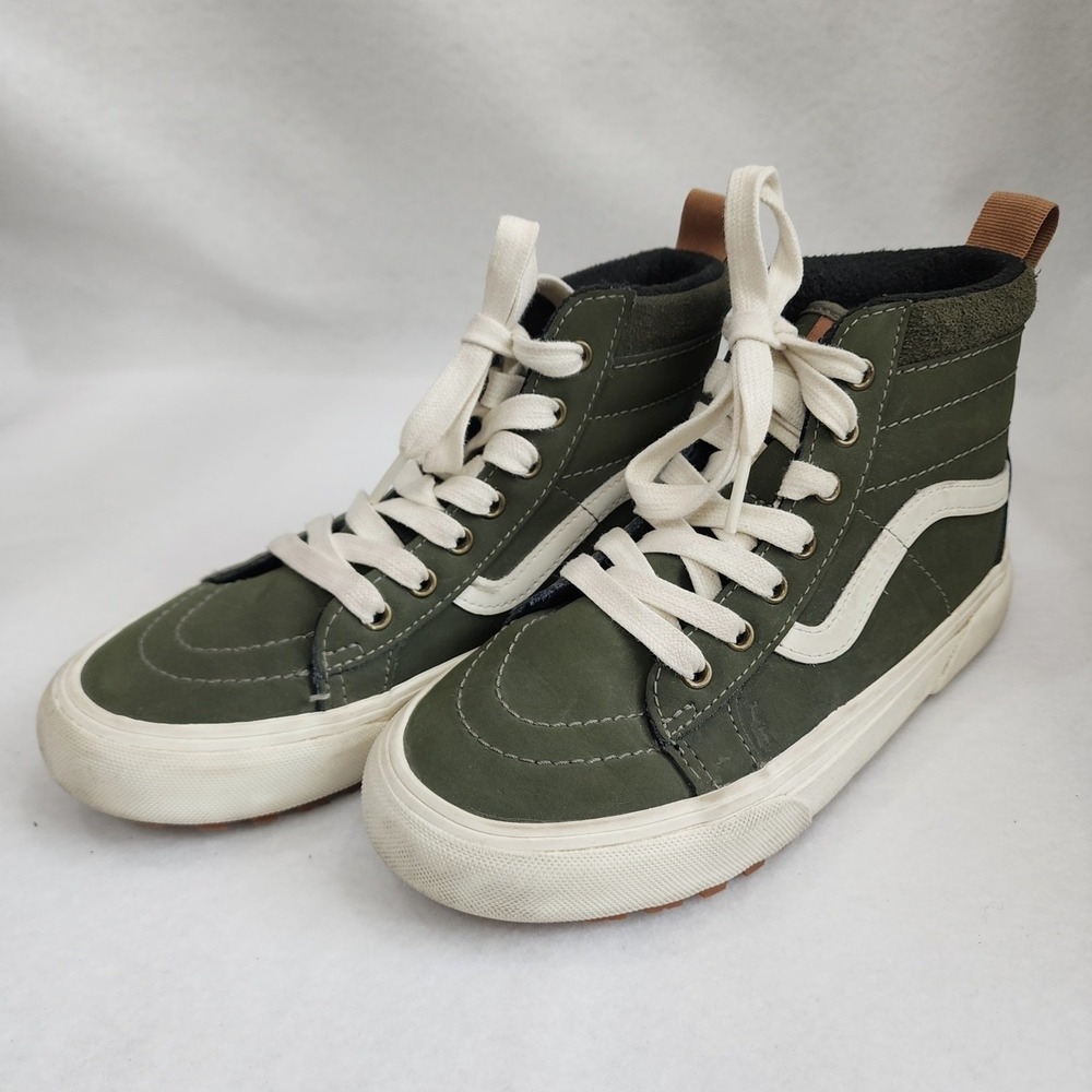 Vans Sk8-Hi MTE-1 Unisex Kids US 3 Sneaker Green Leather Insulated Skater Shoes